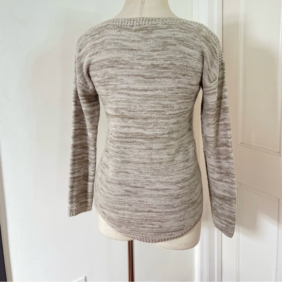 It’s our time Knit Sweater in Taupe with waffle Patterns, "Taupe Lines" - Picture 4 of 6